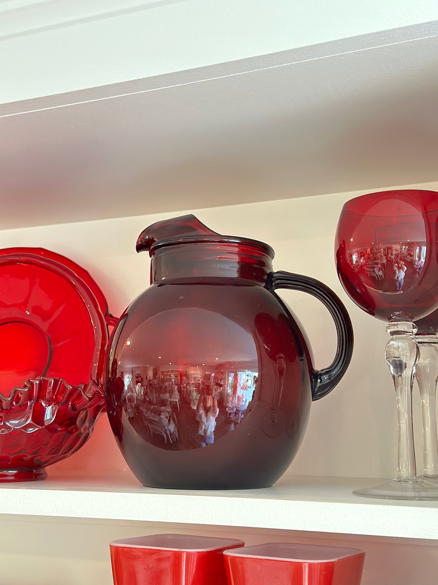 Vintage Anchor Hocking Ruby Red Glass Pitcher