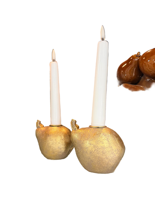 Gold Resin Pear Candle Holders