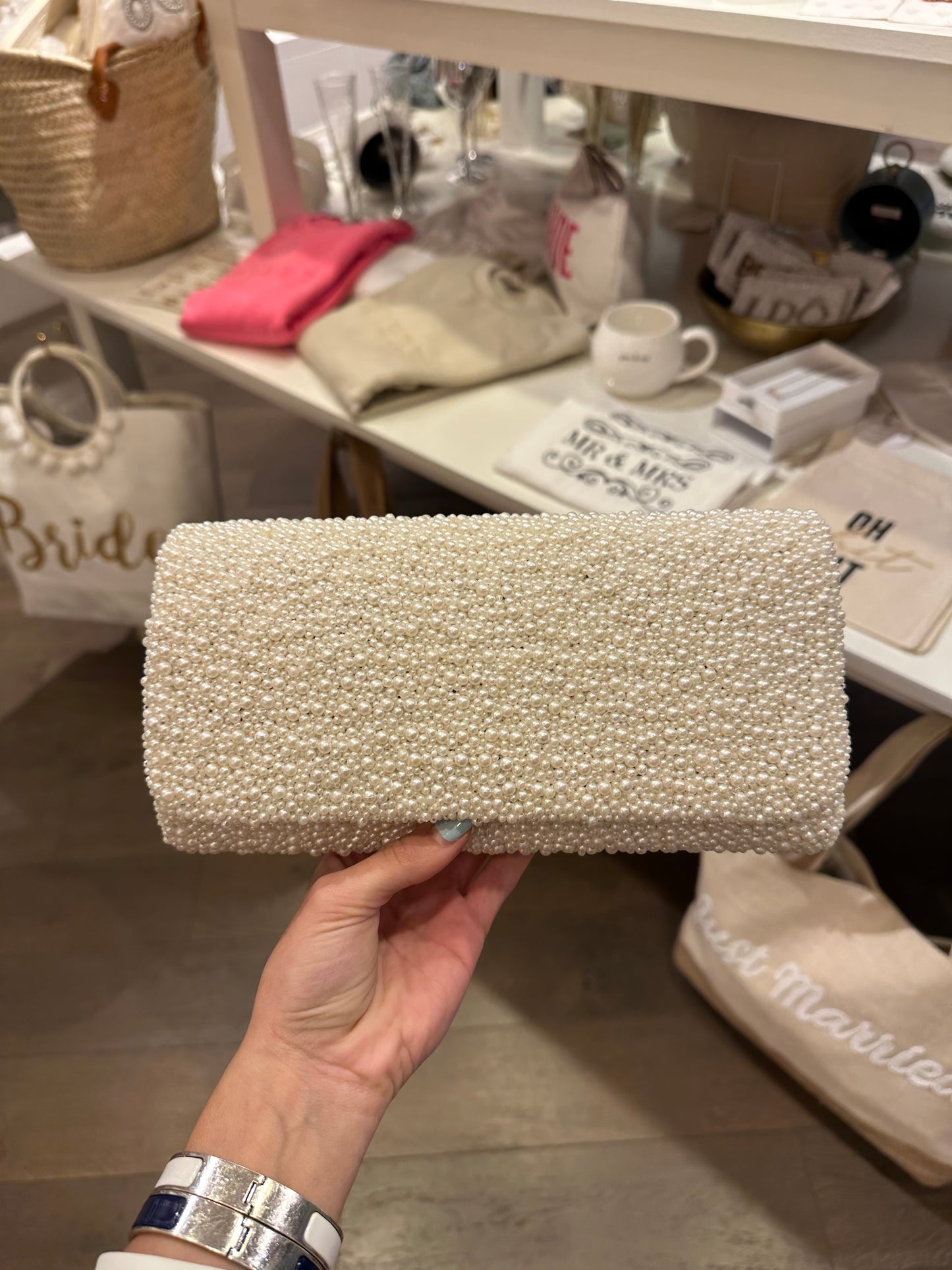 Beaded Pearl Clutch Evening Bag