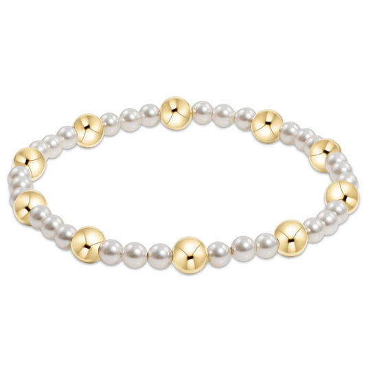 Pearl Sincerity Pattern 4mm Bead  Bracelet - 6mm Gold