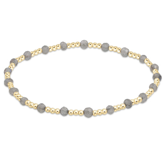 Gemstone Gold Sincerity Pattern 3mm Bead Bracelet - Labradorite