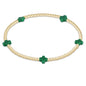 enewton Signature Cross Small 2mm Gold Beaded Bracelet in Emerald shown flat