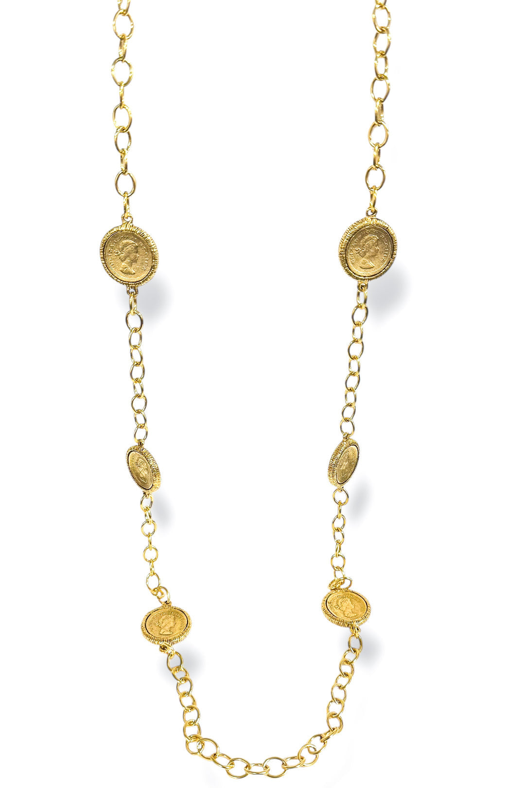 Secret Wish Gold Antique Coin Chain Necklace by Yochi