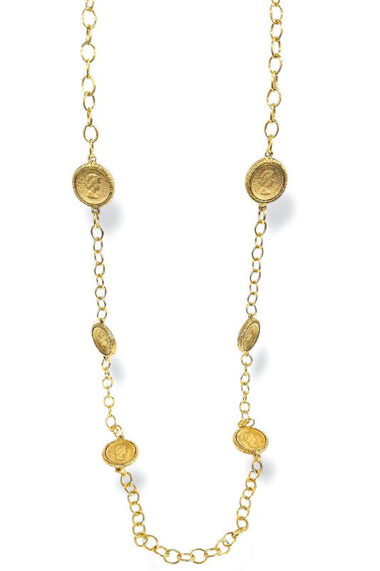 Secret Wish Gold Antique Coin Chain Necklace by Yochi