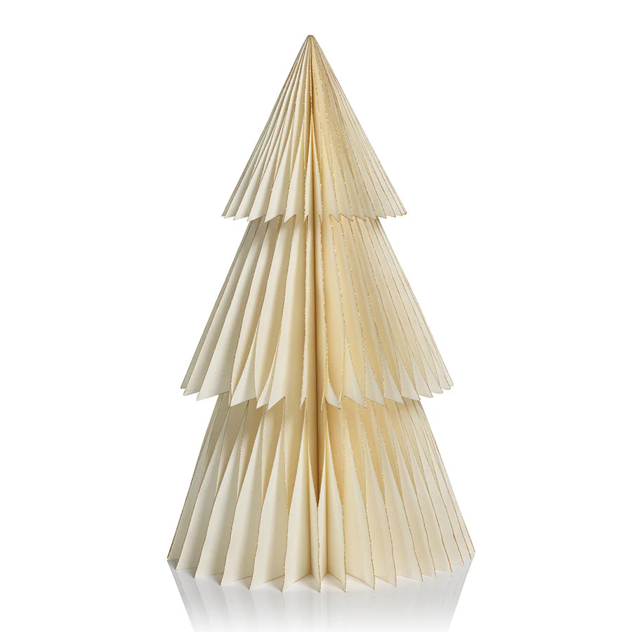 Wish Paper Decorative Tabletop Tree - Ivory with Gold Glitter Edges - Large