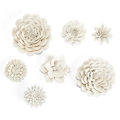 White Garden Flower Wall Sculptures