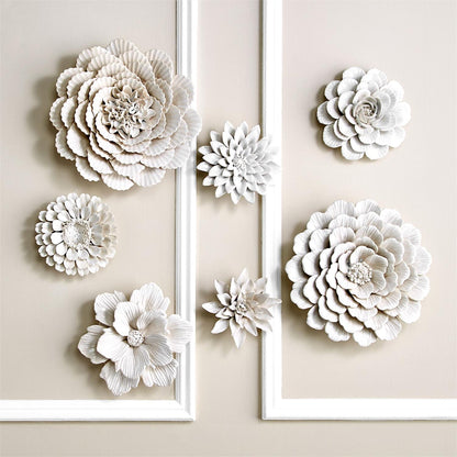 White Garden Flower Wall Sculptures