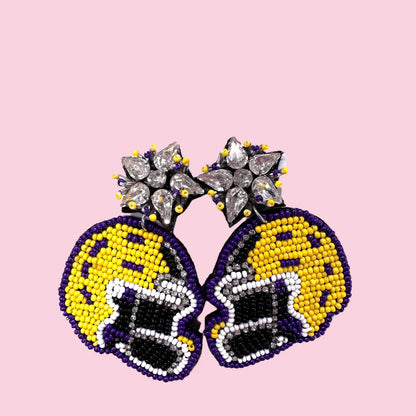 Football Helmet Beaded Earrings