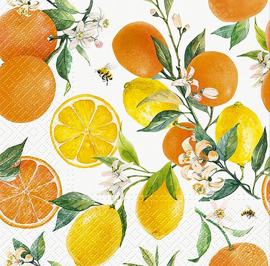 Luncheon Citrus with Bees Napkins Pack of 20