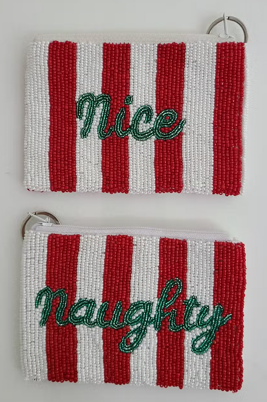 Naughty/ Nice Red Stripe Coin Purse
