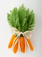 Small Flocked Orange Carrots, Cluster of 6