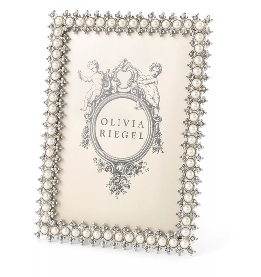 Olivia Riegel Silver Crystal & Pearl 5“ x 7” Frame