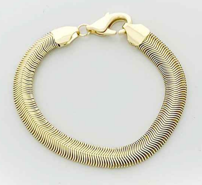 Gold 7" Flat Snake Chain Bracelet