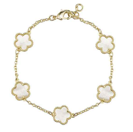 Mother of Pearl Gold Clover Bracelet