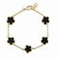 Onyx Gold Clover Bracelet