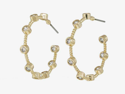 Gold CZ Hoop Earrings