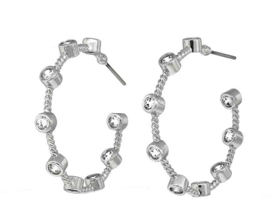 Silver CZ Hoop Earrings