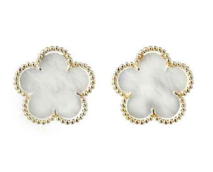 Mother of Pearl Gold Clover Stud Earring