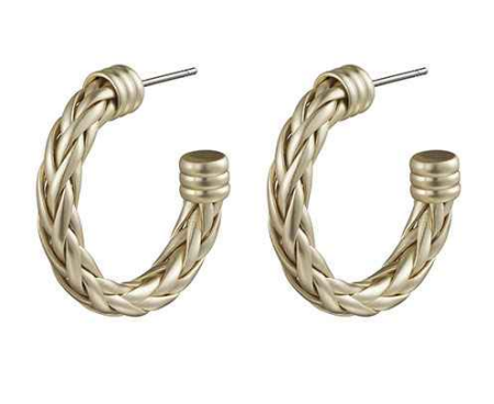 Matte Gold Braided Hoop Earring