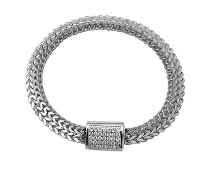 Silver Gold CZ Magnet Lock Bracelet