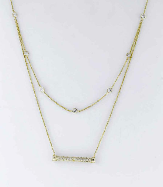 Gold 2 Layer Diamond by the Yard CZ Necklace