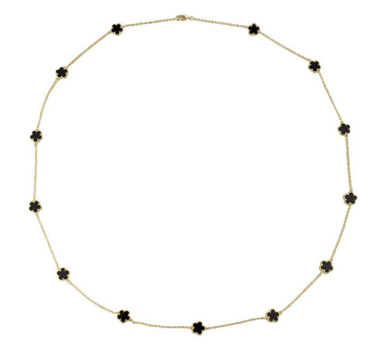Onyx 36" Gold 12mm Clovers Necklace