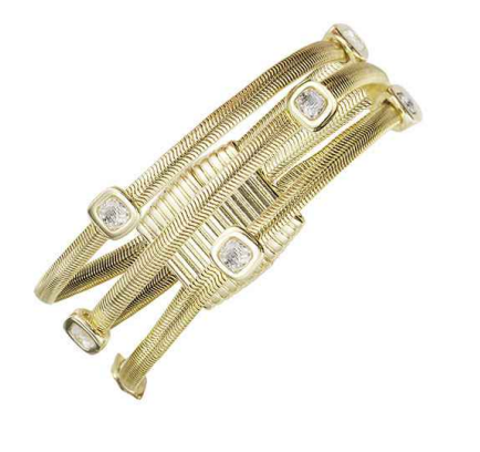 3 Row Gold Crystal Magnetic Bracelet