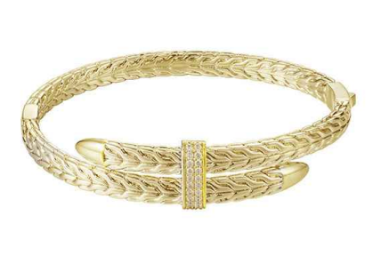 Gold Rope Push Lock Bangle