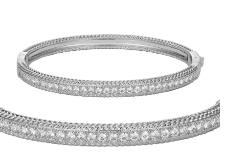 Silver Tennis Push Lock Bangle