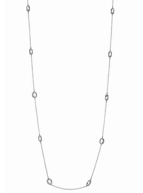 36" Silver Gem Station Necklace