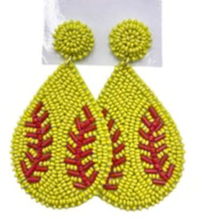 Softball Beaded Earrings