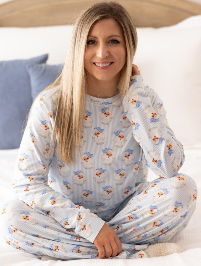 Women's Blue Santa Baby PJ Pants Set