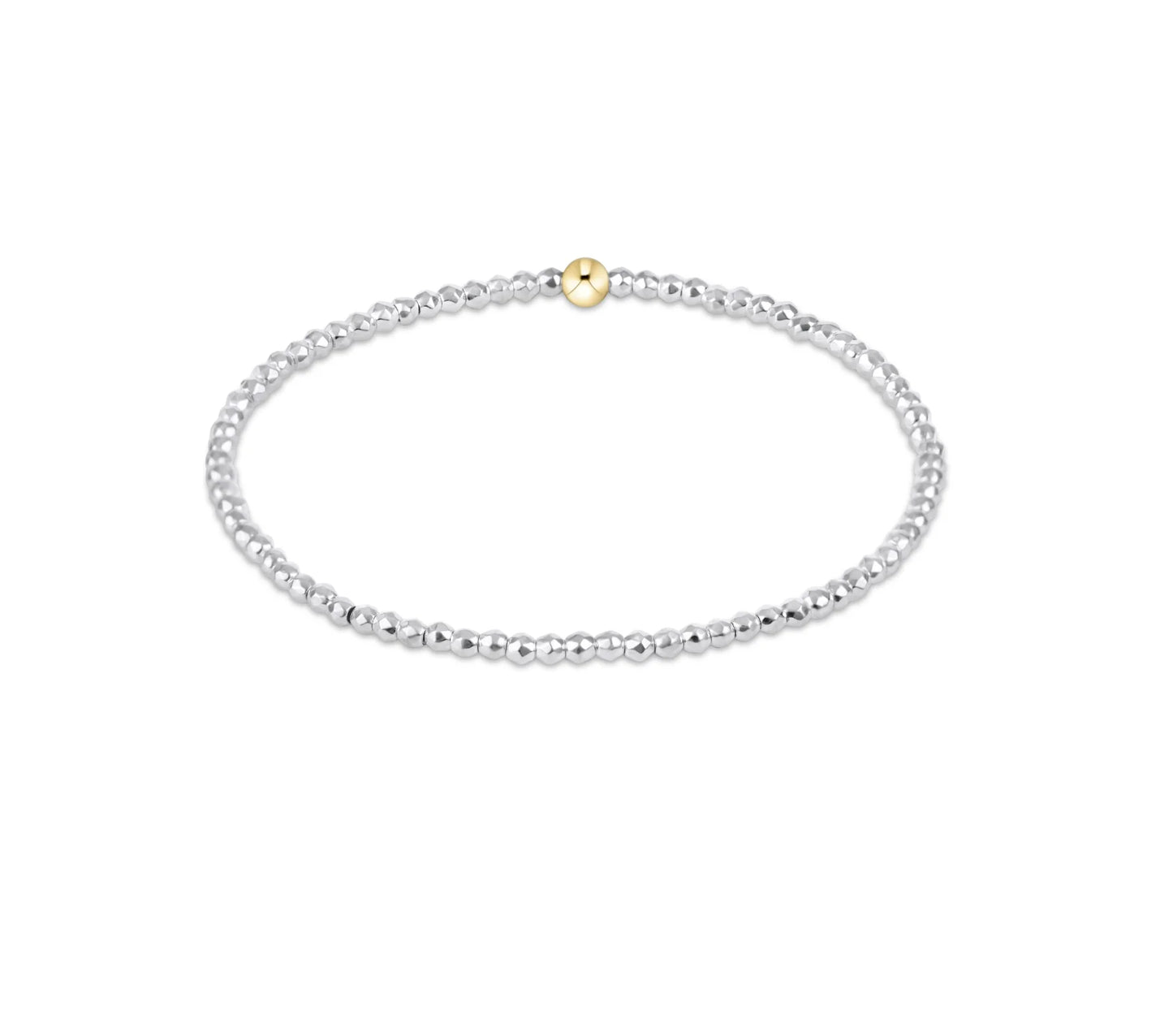 Bright Silver Faceted Hematite 2mm Bead Bracelet