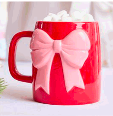 Ceramic Bow Mug Red & Pink