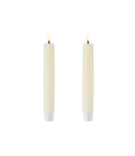 LED Taper Candle, Ivory, Smooth, 2-pack, 0.9 x 6.1"