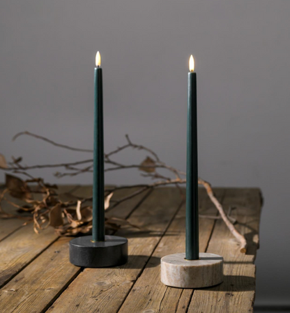 LED Taper Candle, Pine Green, Smooth, 2-pack, 0.9 x 9.8"