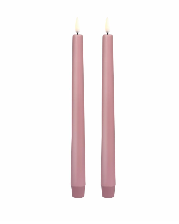 LED Taper Candle, Dusty Rose, Smooth, 2-pack, 0.9 x 9.8"