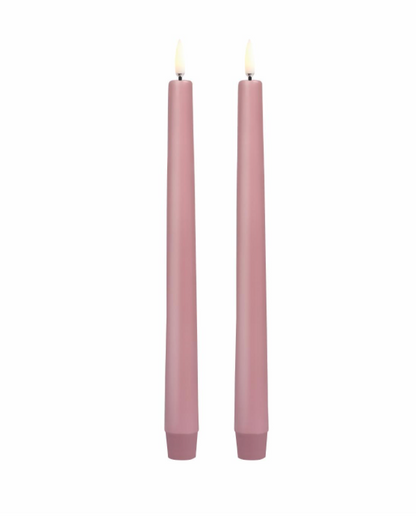 LED Taper Candle, Dusty Rose, Smooth, 2-pack, 0.9 x 9.8"
