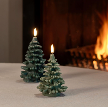LED Candle Christmas Tree, Olive Green, Smooth, 3.9 x 5.9"