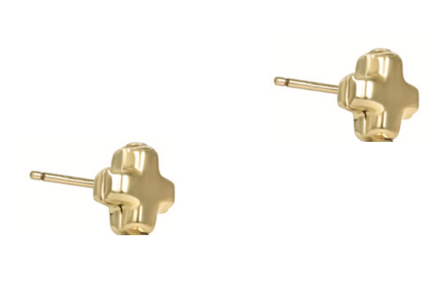 enewton Signature Cross Small Gold Stud Earrings in Gold pair shown on white