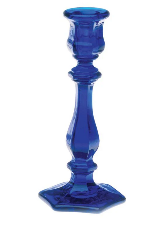 Pair of Mosser Glass 7 1/2" Candlesticks in Cobalt