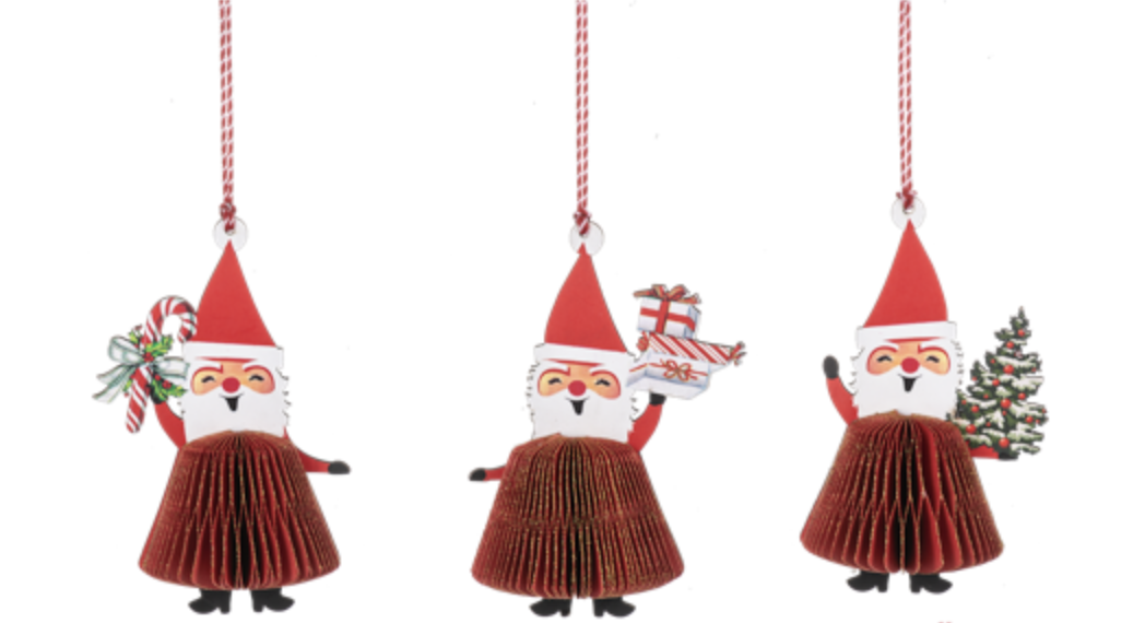 Honeycomb Santa Ornaments