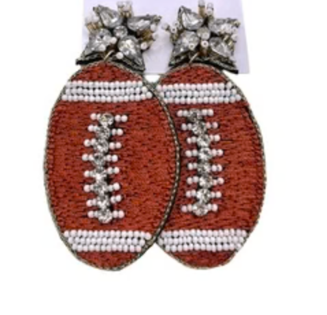 Large Football Beaded Earrings