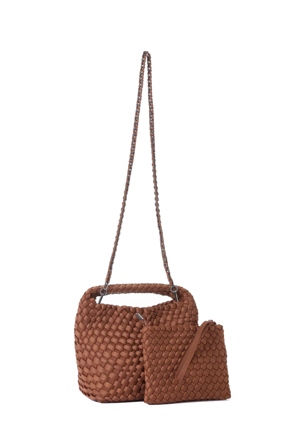 Shelly Woven Bucket Bag - Walnut