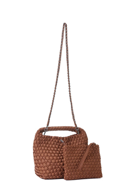 Shelly Woven Bucket Bag - Walnut