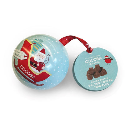 Cocoba Salted Toffee Truffles in Hanging Ornament Gift Tin