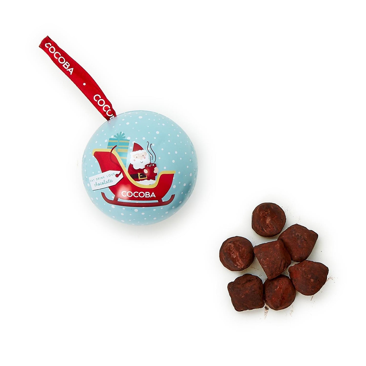 Cocoba Salted Toffee Truffles in Hanging Ornament Gift Tin