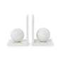 White marble sphere bookends, set of 2
