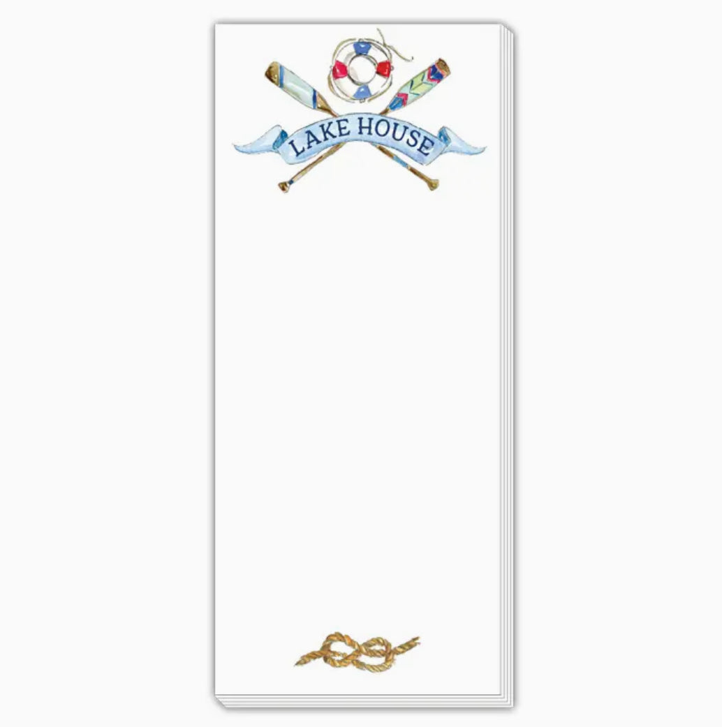 Lake House Crossed Oars and Life Preserver Skinny List Notepad