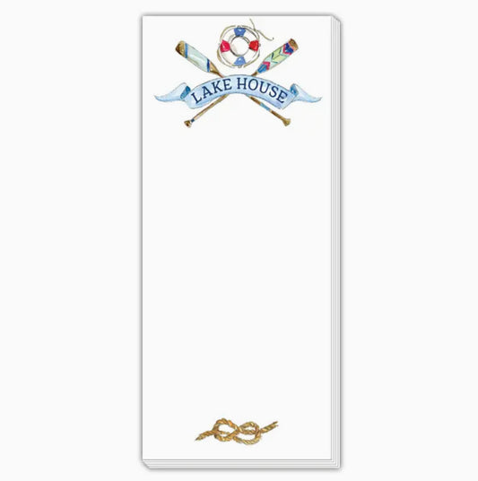 Lake House Crossed Oars and Life Preserver Skinny List Notepad
